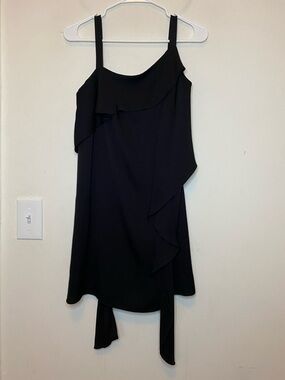 MILLY Silk Sleeveless Ruffled Mini Dress Black Sz 0 XS